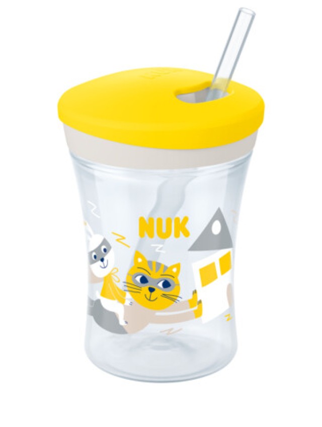 Nuk Evolution Action Cup Εκπαιδευτικό Κύπελλο με Καλαμάκι Κίτρινο 12m+ 230ml 1τμχ