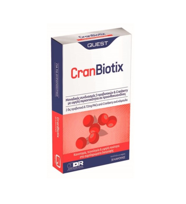 Quest CranBiotix with Cranberry extract and 2 billion L.acidophilus, L.rhamnosus & L.casei 30CAPS