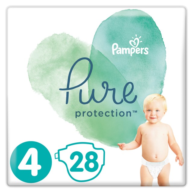Pampers Pure Protection No.4 (9-14kg) 28 Πάνες