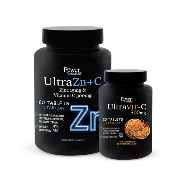 Power Health Set UltraZn+C 60tabs + Δώρο UltraVit-C 500mg 20tabs