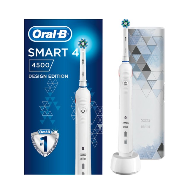 Oral-B Επαναφορτιζόμενη Ηλεκτρική Οδοντόβουρτσα Smart 4 4500 White Design Edition 1τμχ