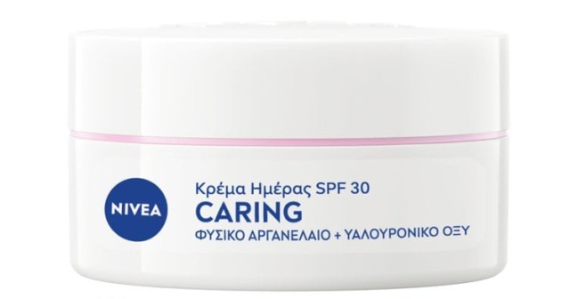 Nivea Caring 48h Ενυδατική Κρέμα Ημέρας SPF30 με Φυσικό Αργανέλαιο & Υαλουρονικό Οξύ 50ml
