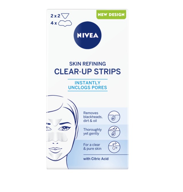 NIVEA Clear Up Strips για Μύτη (4 strips) & Μέτωπο-Πηγούνι (2 Strips)