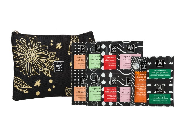 Apivita Face & Hair Masks Gift Set - Express Beauty with Apricot + Pink Clay + Cucumber + Pomegrante + Orange + Ginkgo Biloba