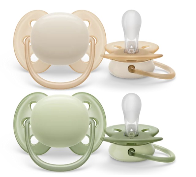 Avent Philips Ultra Soft SCF091/05 Ορθοδοντική Πιπίλα Σιλικόνης Μπεζ/Πράσινο 0-6m 2τμχ