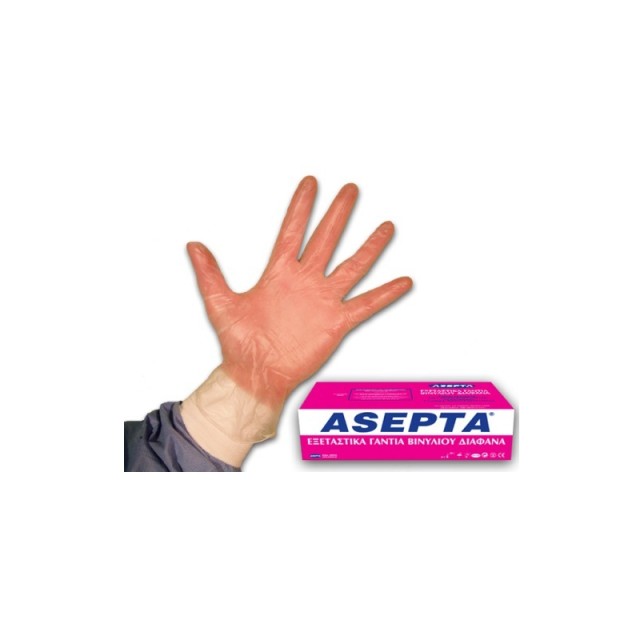 ASEPTA Εξεταστικά Γάντια Βινύλιου Μέγεθος Medium 100τμχ.
