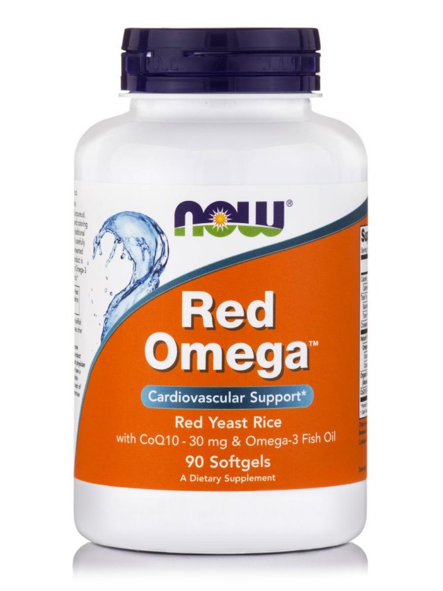 Now Foods Red Omega (Salmon Oil 1000 mg, CoQ10 60 mg, Organic Red Yeast Rice) 90Softgels