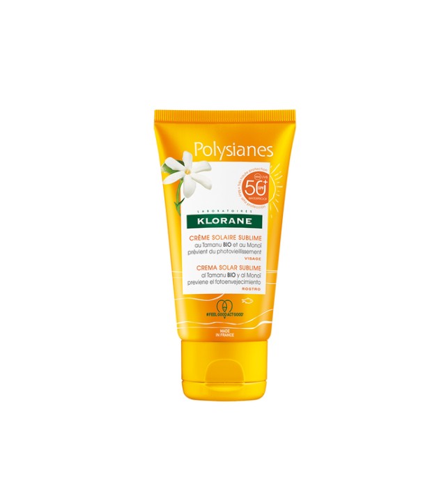 Klorane Polysianes Sublime Sun Cream SPF50+ Αντηλιακή Kρέμα με Βιολογικό Tamanu και Mονόι 50ml