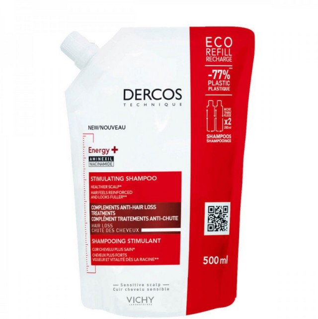 Vichy Dercos Energy+ Σαμπουάν κατά της Τριχόπτωσης για Όλους τους Τύπους Μαλλιών 500ml Eco Refill  500ml