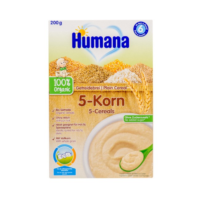 Ηumana Kρέμα 5 δημητριακά Βιολογική - Χωρίς γάλα 200g