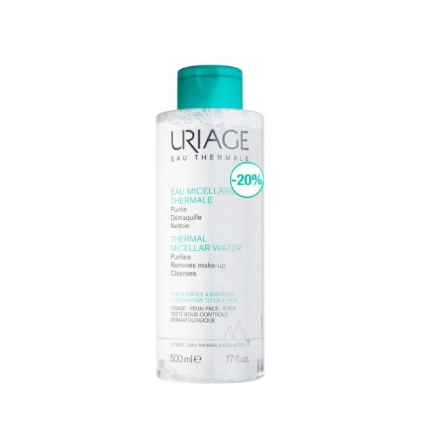 Uriage Eau Thermal Eau Micellar Water Combination to Oily Skins Ντεμακιγιάζ Thermal για Λιπαρές Επιδερμίδες 500ml Προσφορα -20%