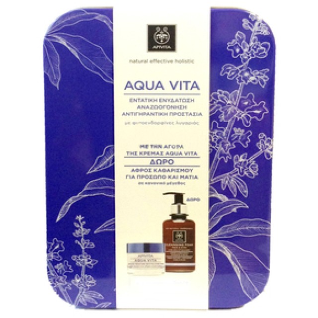 Apivita ΣΕΤ Aqua vita Κρέμα προσώπου 50ml + ΔΩΡΟ Αφρός καθαρισμού 200ml. Κανονικές - Ξηρές
