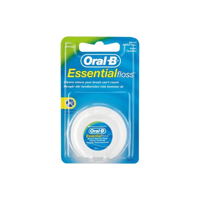 Oral-B Essential Floss Οδοντικό Νήμα Κηρωμένο με Γεύση Μέντα 50m 1τμχ