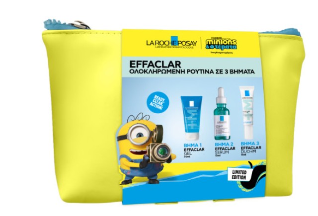 La Roche Posay Set Effaclar Gel Καθαρισμού 50ml & Effaclar Serum 15ml & Effaclar Duo+M 15ml & Δώρο Νεσεσέρ Minions