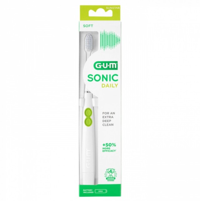 Gum Sonic Daily Soft 4100 Ηλεκτρική Οδοντόβουρτσα Μπαταρίας Λευκή 1τμχ