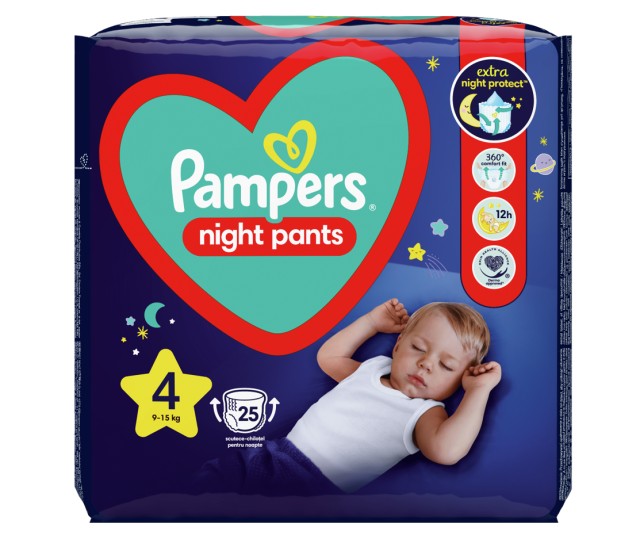 Pampers Night Pants No.4 (9-15 Kg) 25 Πάνες Βρακάκι