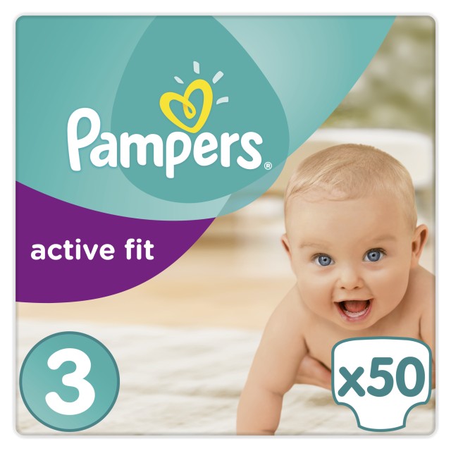 PAMPERS ΠΑΝΕΣ ACTIVE FIT MIDI No 3 (4-9kg) ΣΥΣΚΕΥΑΣΙΑ 50ΤΜΧ