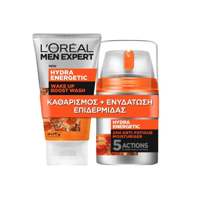 L'Oreal Paris Set Men Expert Hydra Energetic 24ώρη Κρέμα Κατά των Σημαδιών Κούρασης 48ml + Men Expert Face Wash 100ml