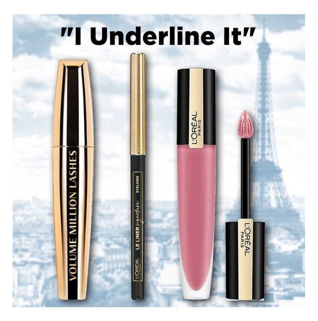 L'Oreal Paris  Set Underline it Volume Million Lashes Mascara Μάσκαρα Μαύρο Χρώμα 10,7ml + Le Liner Signature 01 Noir Cashmere 1,2 gr + Rouge Signature Liquid Lipstick 105 I Rule 7ml
