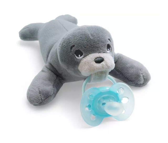 Avent SCF348/14 Ultra Soft Snuggle Φώκια Ζωάκι Αγκαλιάς με Ορθοδοντική Πιπίλα Σιλικόνης 1τμχ