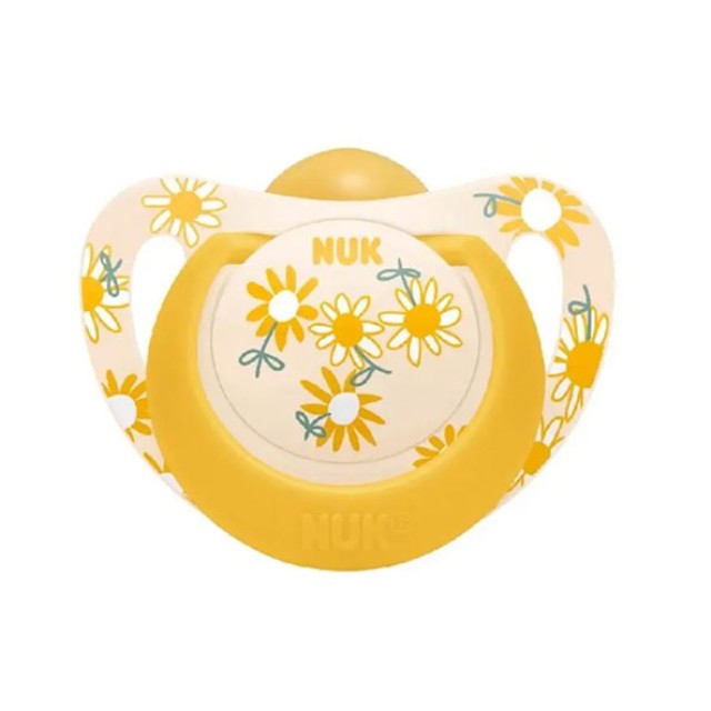 Nuk Star Ορθοδοντική Πιπίλα Λάτεξ με Θήκη Κίτρινο Λουλούδια 6-18m 1τμχ