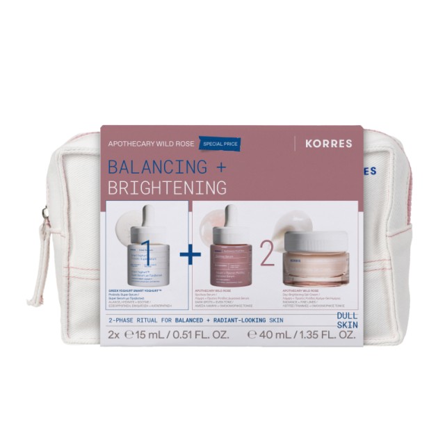 Korres Set με Smart Yoghurt Super Serum με Προβιοτικά 15ml Apothecary Wild Rose Ορός Προσώπου για Λάμψη 15ml Κρέμα-Gel Ημέρας για Κανονικές & Μεικτές Επιδερμίδες 40ml & Δώρο Νεσεσέρ