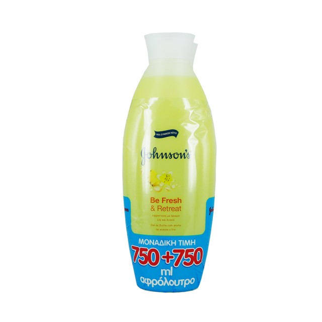 JOHNSON'S BE FRESH & RETREAT ΑΦΡΟΛΟΥΤΡΟ ΜΕ ΑΡΩΜΑ LILY ΚΑΙ ΑΝΑΝΑ 750ML 1+1 ΔΩΡΟ