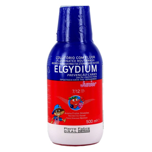 ELGYDIUM Junior Mouthwash 7-12 Eτών με Γεύση Κόκκινων Φρούτων 500ml