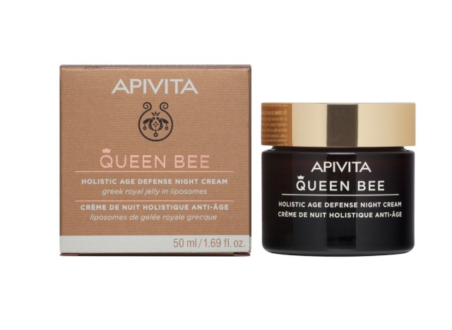 APIVITA QUEEN BEE Kρέμα Lifting Νύχτας Ολιστικής Αντιγήρανσης με Ελληνικό Βασιλικό Πολτό σε Λιποσώματα 50ml