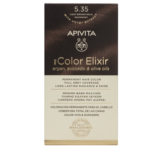 Apivita My Color Elixir kit Μόνιμη Βαφή Μαλλιών 5.35 ΚΑΣΤΑΝΟ ΑΝΟΙΧΤΟ ΜΕΛΙ ΜΑΟΝΙ