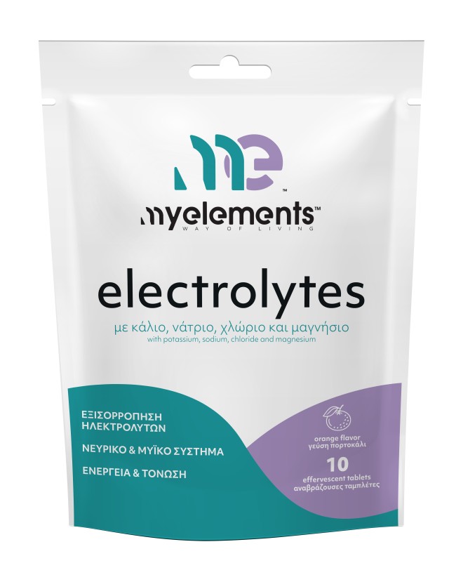 My Elements Electrolytes Συμπλήρωμα Διατροφής με Κάλιο, Νάτριο, Χλώριο & Μαγνήσιο  10 Αναβράζουσες Ταμπλέτες