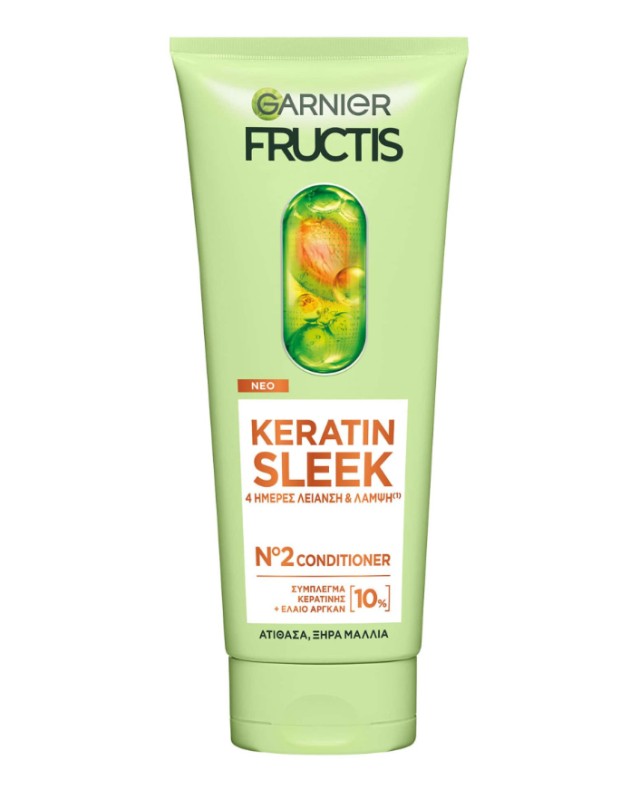 Garnier Fructis Keratin Sleek Conditioner Λείανσης & Λάμψης Μαλλιών 200ml