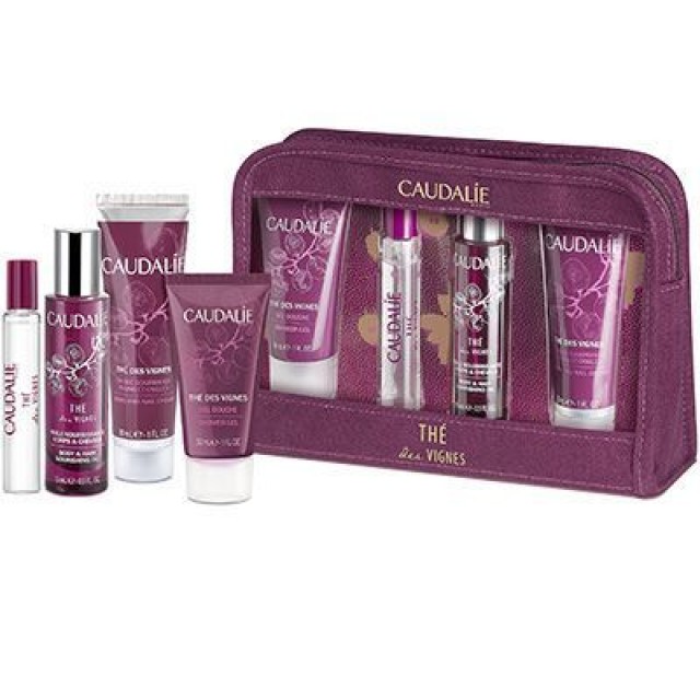 Caudalie Set The Des Vignes Shower Gel 30ml + Fresh Fragrance 10ml + Body & Hair Nourishing Oil 15ml + Hand and Nail Cream 30ml