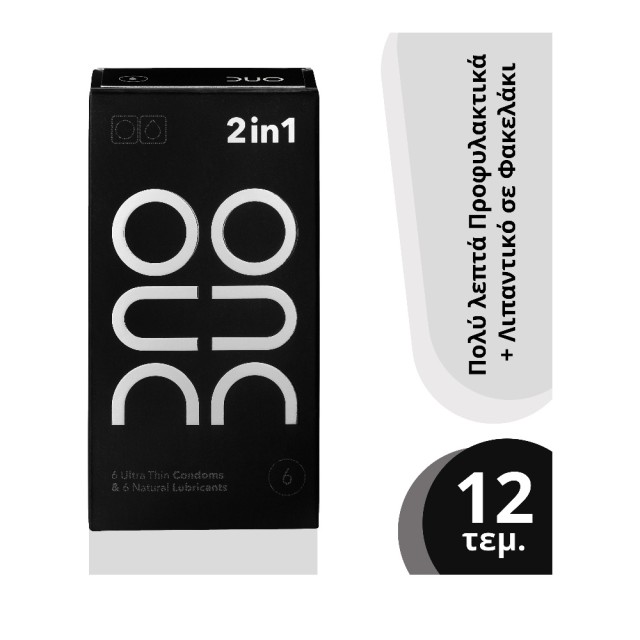 DUO 2 in 1 Ultra Thin Condoms & Natural Lubricants 6τμχ