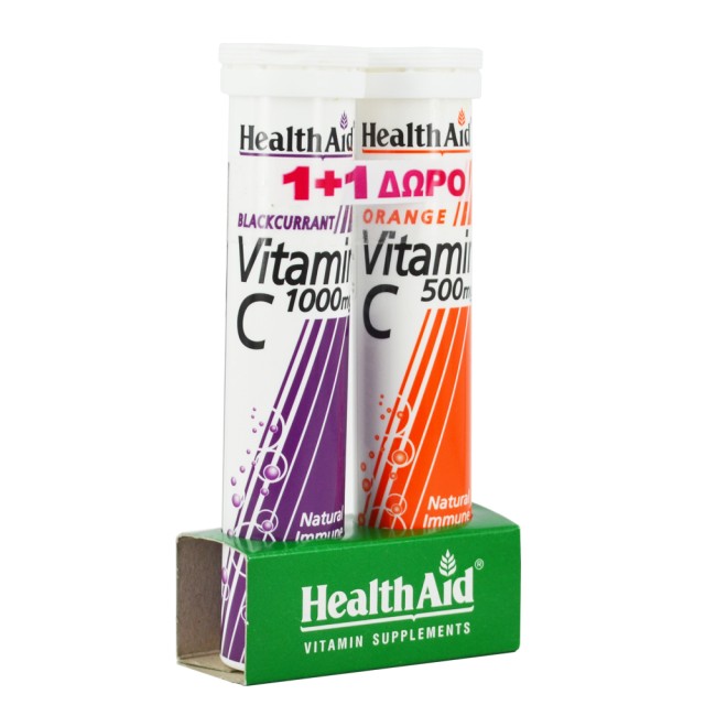 HEALTH AID Vitamin C 1000mg Φραγκοστάφυλο & 500mg Πορτοκάλι - 20 + 20 Tabs ΔΩΡΟ