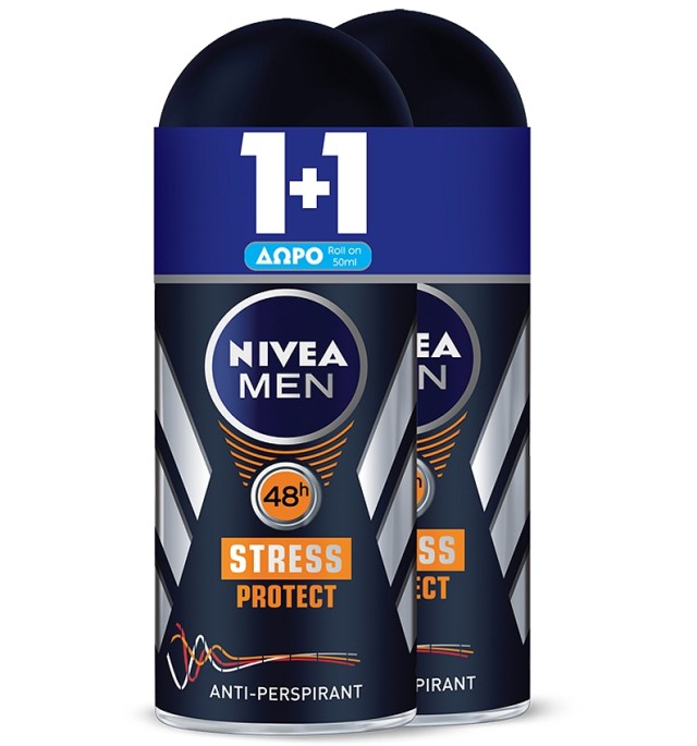 NIVEA Αποσμητικό Roll On Men Stress Protect 50ml 1+1 ΔΩΡΟ