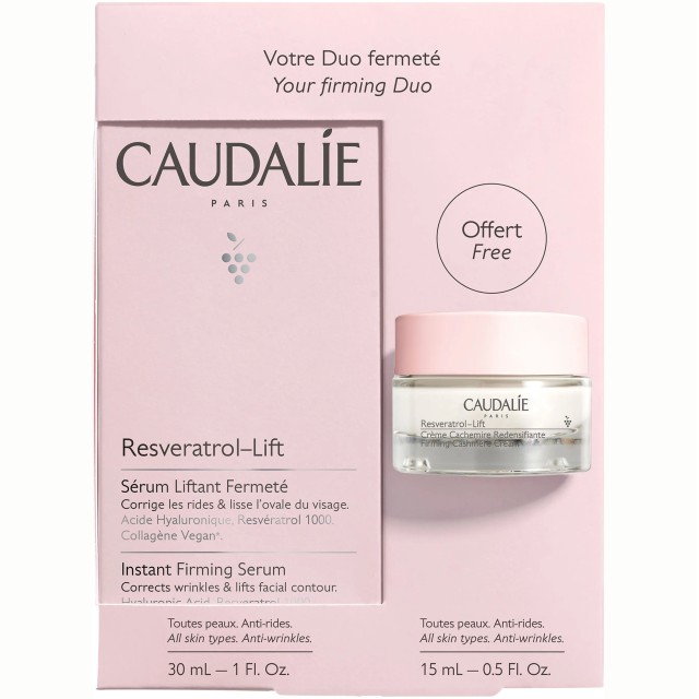 Caudalie Set Resveratrol Lift Instant Firming Serum Αντιρυτιδικός & Συσφιγκτικός Ορός Προσώπου 30ml + Δώρο Resveratrol-Lift Firming Cashmere Creme Συσφιγκτική Αντιρυτιδική Kρέμα Ημέρας 15ml