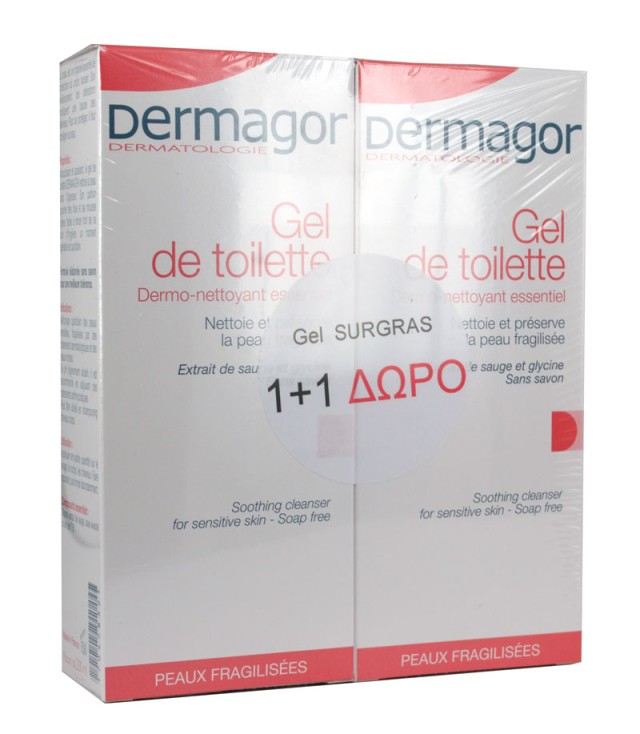 Inpa Dermagor Gel Moussant Sugras Ήπιο Καθαριστικό για Ξηρά & Άτονα Δέρματα (1+1ΔΩΡΟ), 2 x 200 ml