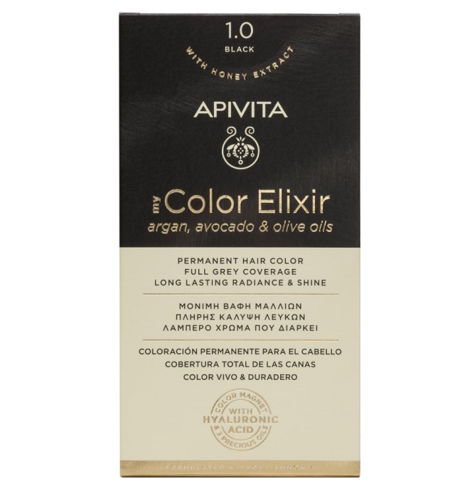 Apivita My Color Elixir kit Μόνιμη Βαφή Μαλλιών 1.0 ΜΑΥΡΟ