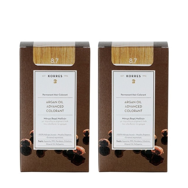 Korres Argan Oil Advanced Colorant 8.7 ΚΑΡΑΜΕΛΑ 50ml 1+1 με Eκπτωση -50% στο 2ο Προϊόν