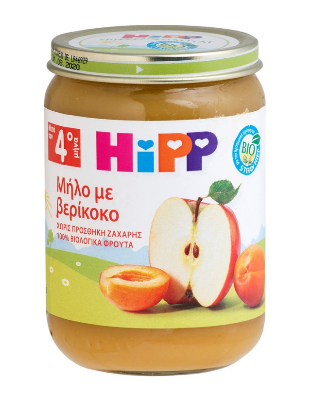 Hipp - Βρεφική Φρουτόκρεμα Μήλο με Βερίκοκο Μετά τον 4ο Μήνα 190g
