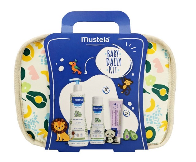 Mustela Set Hydra Bebe Βρεφική Κρέμα Ενυδάτωσης Σώματος  500ml, 2x Gel Lavant Doux Απαλό Τζελ Καθαρισμού για Μαλλιά & Σώμα 200ml & 2x Vitamin Barrier Cream 1-2-3 Κρέμα Αλλαγής Πάνας 50ml & Δώρο Νεσεσέρ