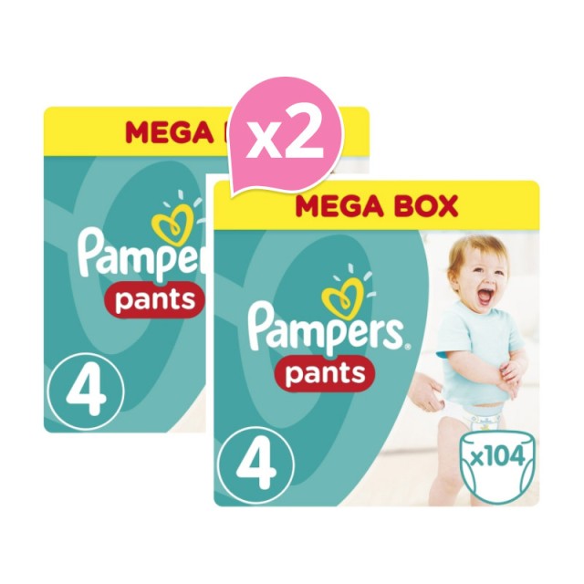 PAMPERS Mega Pants No.4 (8-14Kg) 104 Πάνες x2 -26€