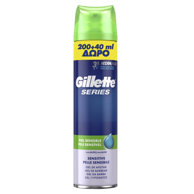 Gillette Series Gel Ξυρίσματος Sensitive Skin 200ml + 40ml Δώρο