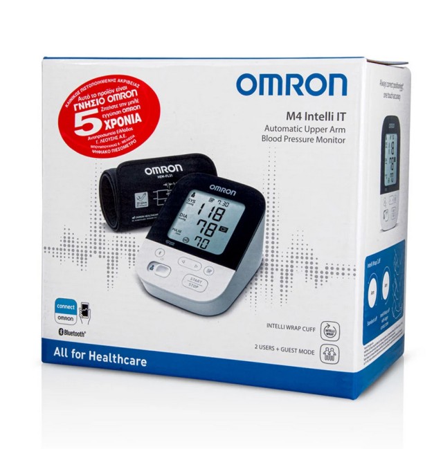 Omron M4 Intelli IT Automatic Upper Arm Blood Pressure Monitor Έξυπνο Πιεσόμετρο Μπράτσου 1τμχ (HEM-7155T)
