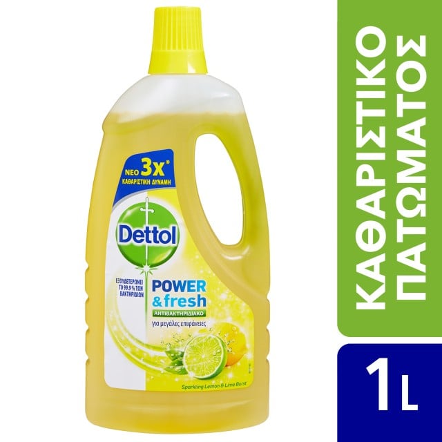Dettol Power & Fresh Αντιβακτηριδιακό Πολυκαθαριστικό Για Μεγάλες Επιφάνειες Sparkling Lemon & Lime Burst 1lt