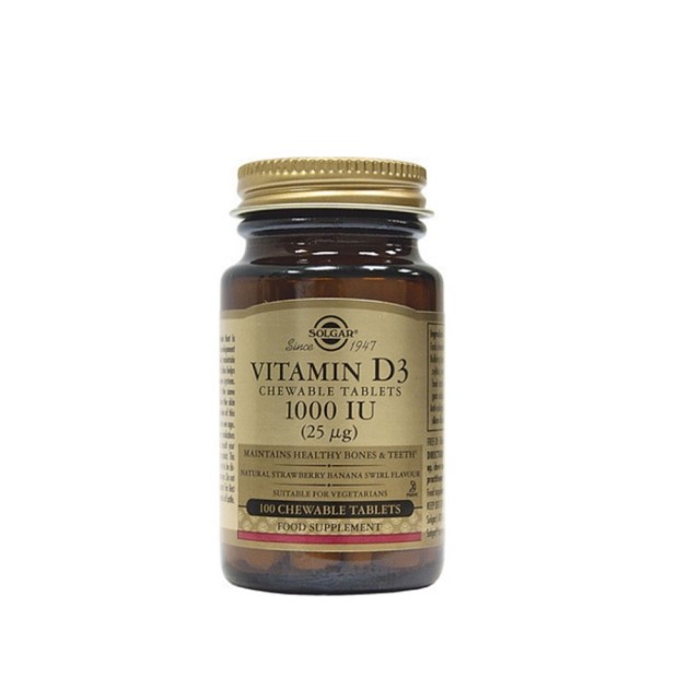 Solgar Vitamin D3 1000iu Μασώμενα Δισκία 100tabs