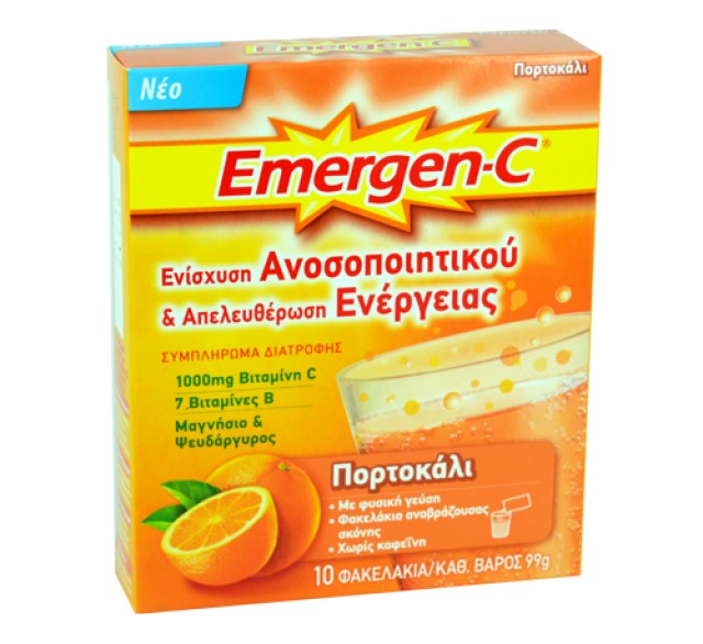 Emergen-C Βιταμίνη C 1000mg 10φακ. 99gr Με Γεύση Πορτοκάλι