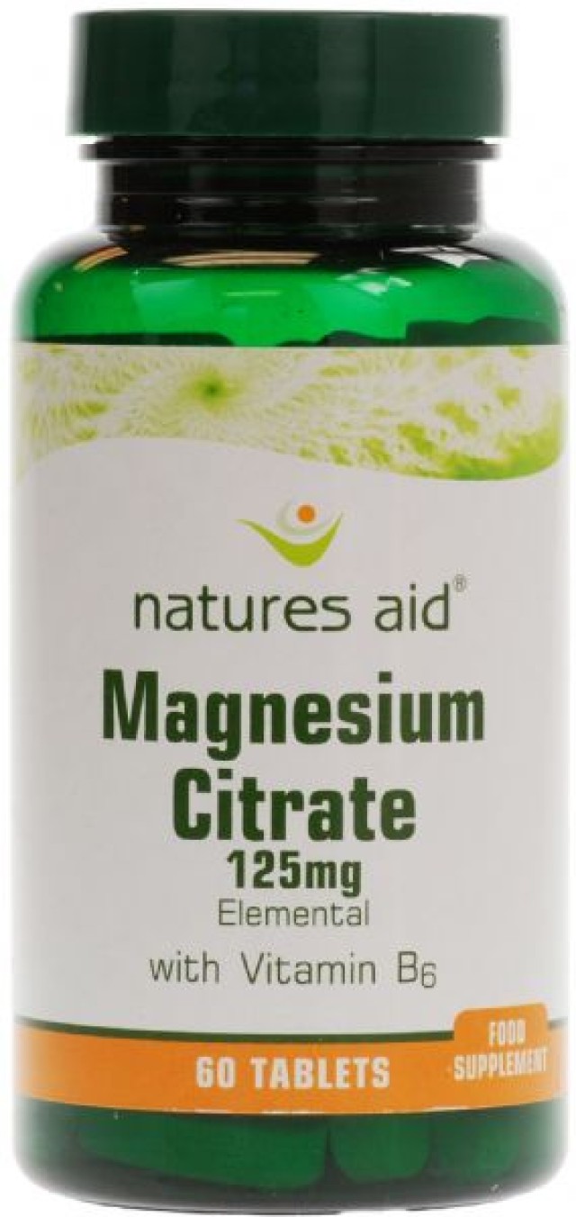 NATURES AID Magnesium Citrate with Vitamin B6 125mg 60tabs