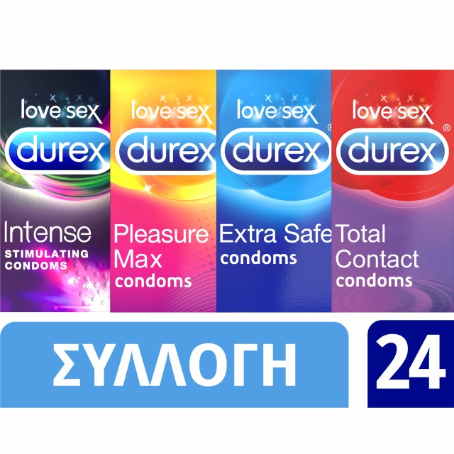 Durex Variety 4 X 6 τεμάχια (extra safe + pleasuremax + total contact + intense)